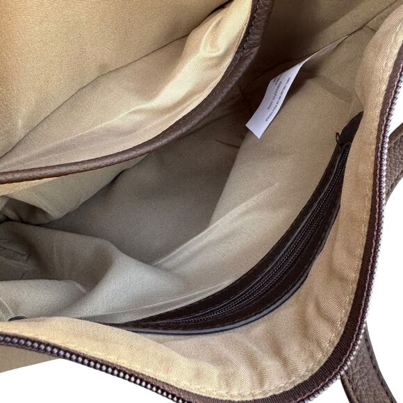 New Taupe Brown Faux Leather Crossbody Bag Adjustable Strap Stylish & Versatile - Picture 7 of 8